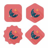 Halloween moon flat icon with long shadow eps10 N19