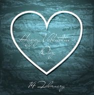 Valentines Day blue grunge background with white heart N2