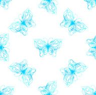 Vector seamless pattern of watercolor butterflies N2