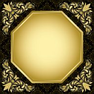 black vintage vector card with gold decorations