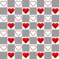Seamless pattern with one big and many small red hearts N2