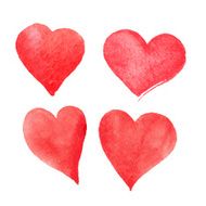 Four watercolor hearts vector illustration N2
