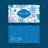 Vector blue and pink kimono blossoms horizontal frame pattern business