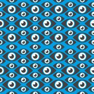 Seamless pattern Eyes of different sizes over blue background