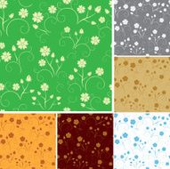 set - vector seamless patterns with flowers