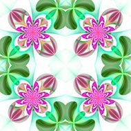 Symmetrical pattern of the flower petals Green and purple palette N3