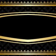 black ornamental background with golden decorations - vector
