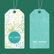 Vector mysterious green garden vertical round frame pattern tags set N2