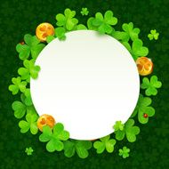 Green clovers and golden coins Saint Patricks Day frame