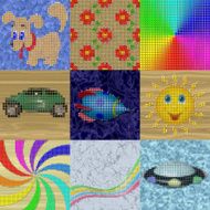 Set of pixelated image generated textures
