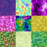 Set of neon shape symbols generated seamless textures