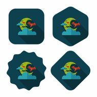 Halloween moon flat icon with long shadow eps10 N20