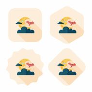 Halloween moon flat icon with long shadow eps10 N23