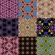 Set of kaleidoscopic seamless generated textures