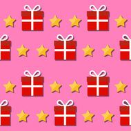 Seamless pattern Giftbox and stars symbols