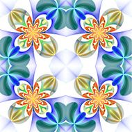 Symmetrical pattern of the flower petals Blue and orange palette N3