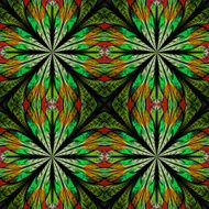 Symmetrical pattern in stained-glass window style Red and green