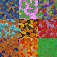 Set of autumn leaves seamless generated textures