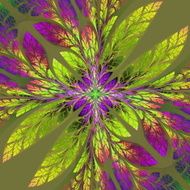 Diagonal symmetrical pattern of the leaves in yellow and blue