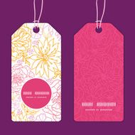 Vector flowers outlined vertical round frame pattern tags set N2