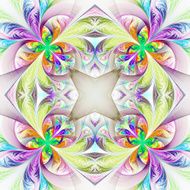 Symmetric multicolored fractal tracery Collection - frosty pattern N8