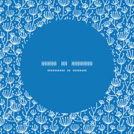 Vector blue white lineart plants frame seamless pattern background