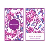 Vector vibrant field flowers vertical round frame pattern business cards