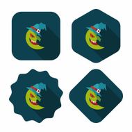Halloween moon flat icon with long shadow eps10 N24