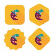 Halloween moon flat icon with long shadow eps10 N26