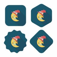 Halloween moon flat icon with long shadow eps10 N27