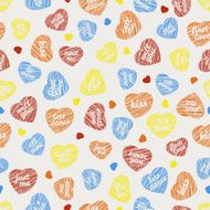 &#039;All yours just you&#039; Seamless pattern with hearts and typography N2