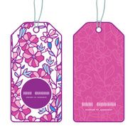 Vector vibrant field flowers vertical round frame pattern tags set N2
