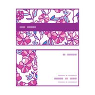 Vector vibrant field flowers horizontal stripe frame pattern business cards