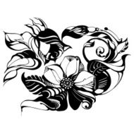 Flowers drawn in ink on old paper N6