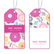 Vector vibrant floral scaterred vertical stripe frame pattern tags set N2