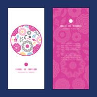 Vector vibrant floral scaterred vertical round frame pattern invitation greeting