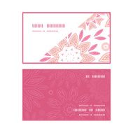 Vector pink abstract flowers horizontal corner frame pattern business cards N2
