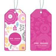 Vector vibrant floral scaterred vertical round frame pattern tags set N2
