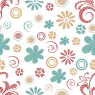Seamless pattern with flowers and spiral
