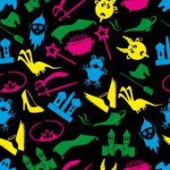 color fairy tales icons theme seamless pattern eps10 N2