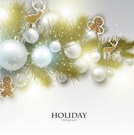 Christmas background with toys balls and stars