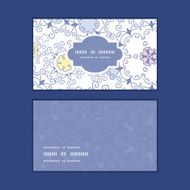 Vector ornamental abstract swirls horizontal frame pattern business cards set