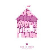 Vector pink ruffle fabric stripes house silhouette pattern frame N2