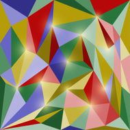 Abstract bright colored polygonal triangular geometric background with glaring lights
