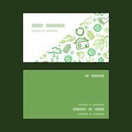 Vector ecology symbols horizontal corner frame pattern business cards set N2