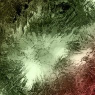 Shiny copper like metal square background in green and red