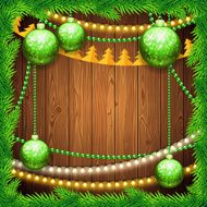 Christmas Background with Green Balls