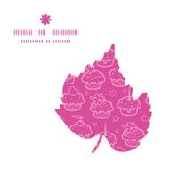 Vector colorful cupcake party leaf silhouette pattern frame N2