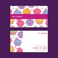 Vector colorful cupcake party horizontal stripe frame pattern business cards
