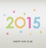 New Year card with colorful striped pattern N2